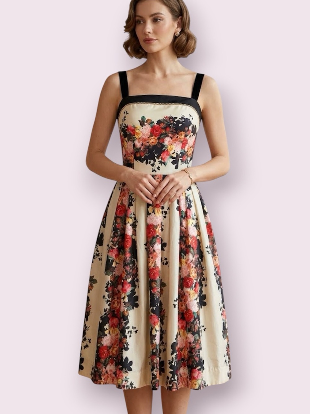 Myrtlewood of California Retro Fit & Flare Floral Sleeveless Dress Size Small
